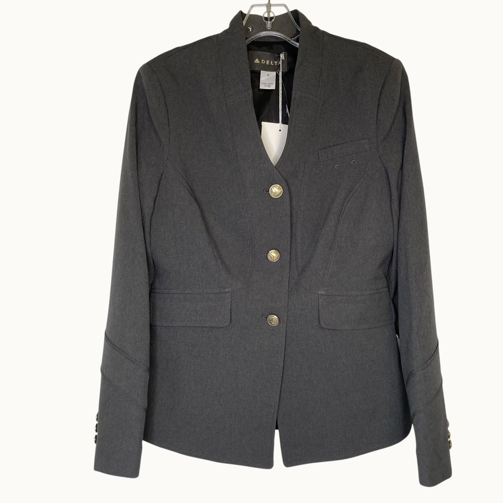 Delta Air Flight Attendant Blazer Women Size 6 Gray NEW